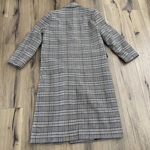 NEW ASOS DESIGN Size Medium Plaid Trench Coat Blue Black White Check Oversized - Picture 8 of 9